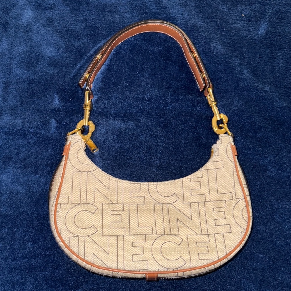 Celine Cream and Brown Shoulder Bag